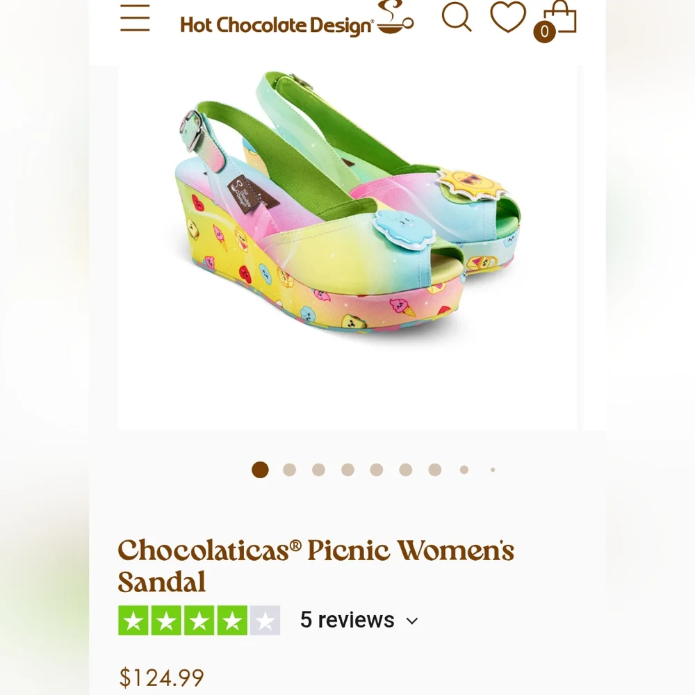 Hot Chocolate Chocolaticas Platform Wedge Slingback Sandals PICNIC 8 US / 38 EU